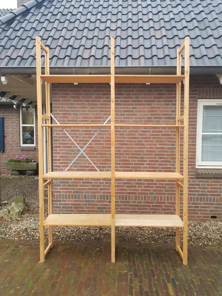 1,8 meter Lundia houten stelling legbordstelling 40cm diep, Ophalen, Zo goed als nieuw