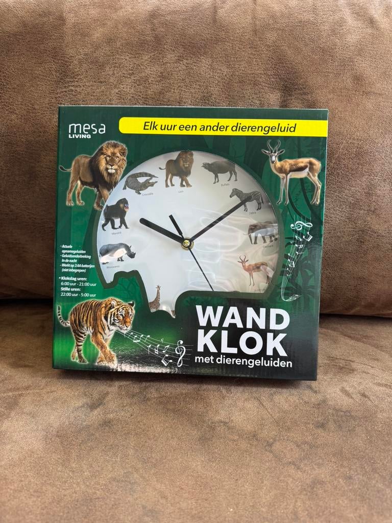 Wand klok met dierengeluiden, Huis en Inrichting, Ophalen of Verzenden, Nieuw, Kunststof