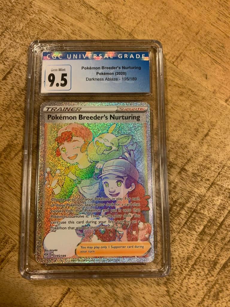 Pokemon breeder's nurturing 195 CGC 9.5, Hobby en Vrije tijd, Verzamelkaartspellen | Pokémon, Ophalen of Verzenden, Zo goed als nieuw