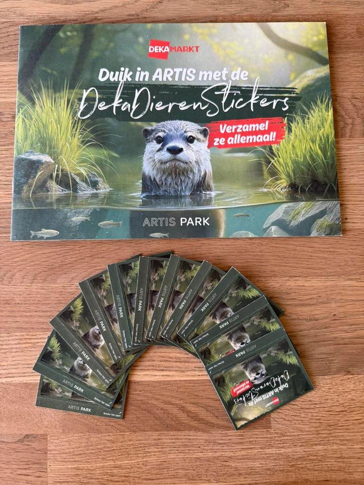 Leeg stickerboek Artis en 60 stickers (20 pakjes), Verzamelen, Supermarktacties, Dekamarkt, Ophalen of Verzenden