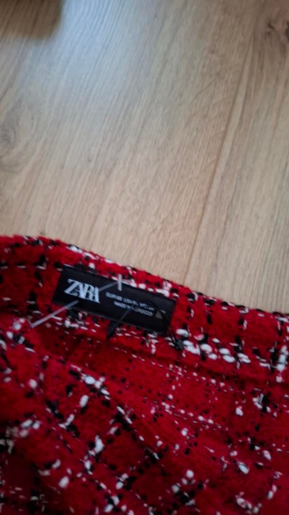 Zara Rood Geruit Tweed Rokje - Zo goed als nieuw, Ophalen, Zara, Nieuw, Maat 36 (S)