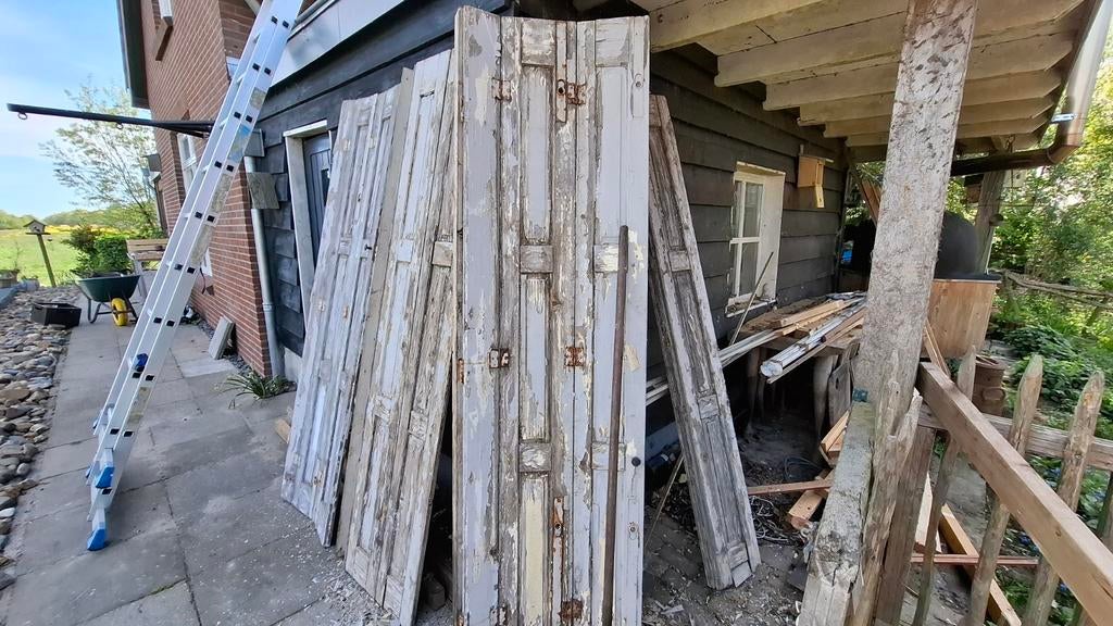 Oude grenen houten deuren met verweerde look, Gebruikt, 80 tot 100 cm, Overige typen, Ophalen of Verzenden