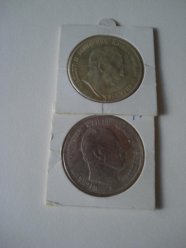 2 MUNTEN 5 MARK DEUTSCHES REICH KONIG VON PREUSSEN 1907, Ophalen of Verzenden, Duitsland, Setje