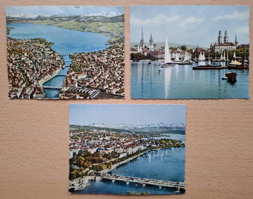 Oude kleurenfoto's Zurich uit 1952, Verzenden, Buitenland, Zo goed als nieuw, 1940 tot 1960