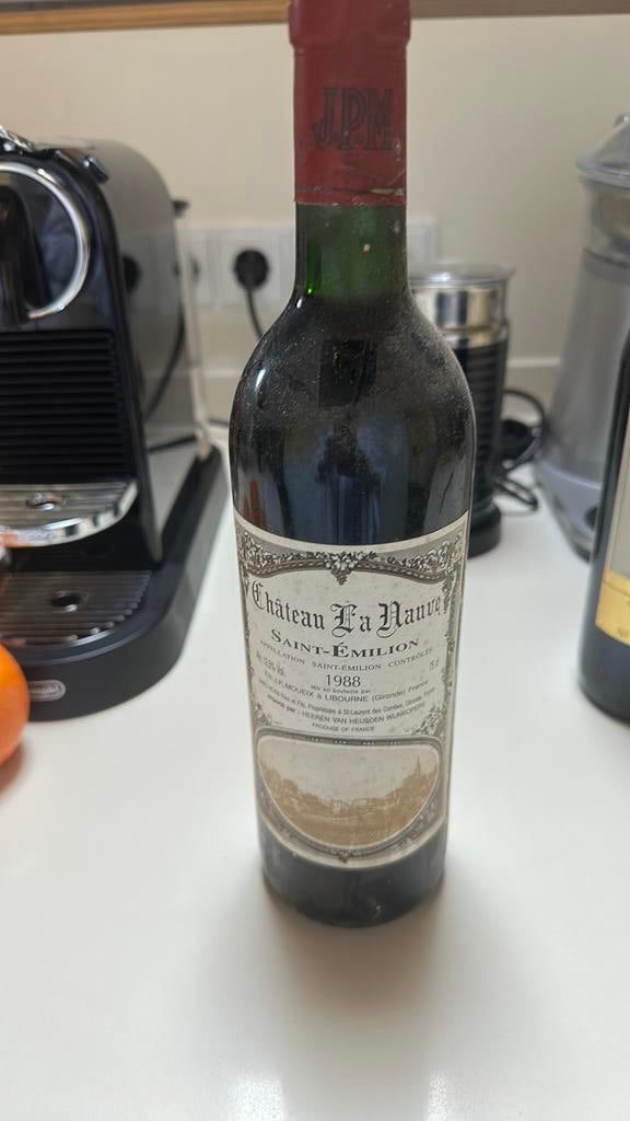 1 fles Chateau la Nauve 1988 St. Emilion, Ophalen of Verzenden, Zo goed als nieuw, Frankrijk, Rode wijn