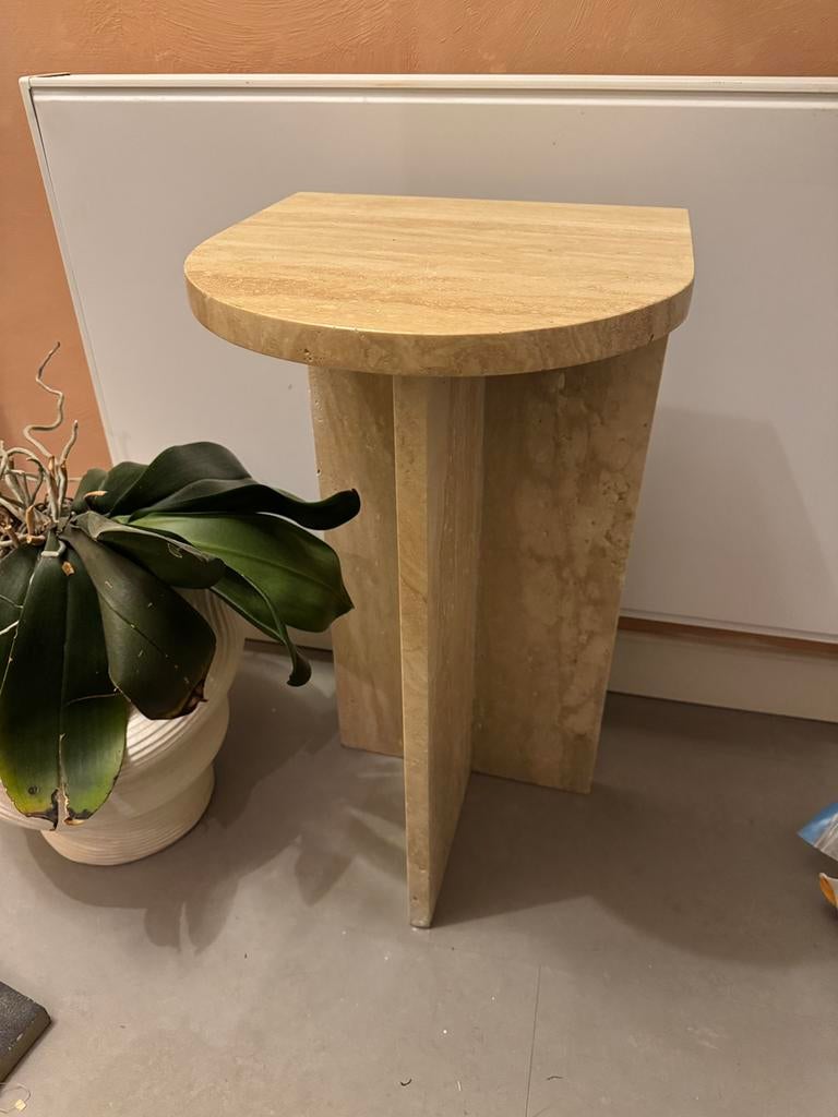 Travertin natuursteen bijzettafeltje, Ophalen, Nieuw