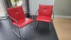 Twee rood lederen Arco Frame stoelen, Huis en Inrichting, Stoelen, Ophalen, Gebruikt, Twee, Stijlvol modern