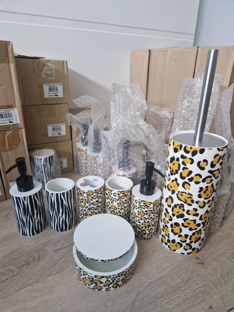 Sealskin 69 stuks Badkamer Accessoires Cheetah Zebra, Huis en Inrichting, Badkamer | Badtextiel en Accessoires, Nieuw, Overige typen