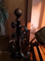Antieke gietijzeren haardbokken met koperen knop, Ophalen of Verzenden