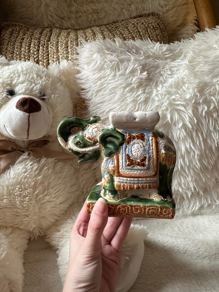 Vintage Hollywood Regency keramische olifant bloempot, Verzamelen, Beelden en Beeldjes, Ophalen of Verzenden, Zo goed als nieuw