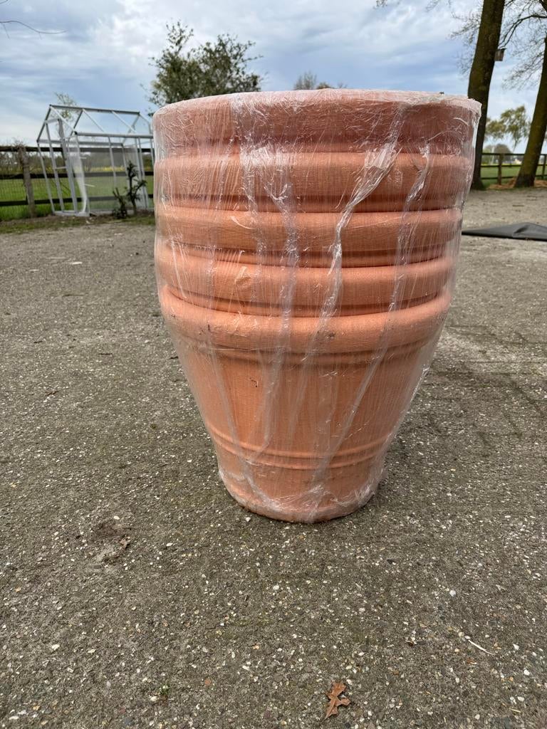 Grote terracotta potten voor bloemen en bomen in de tuin, Ophalen, Gebruikt, 40 cm of meer, Rond