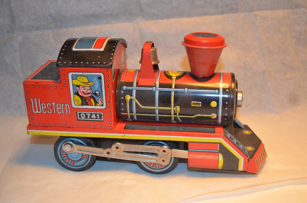 Blikken trein Daiya Japan 'Western 0741' Jaren '60 MET doos, Antiek en Kunst, Antiek | Speelgoed, Ophalen of Verzenden