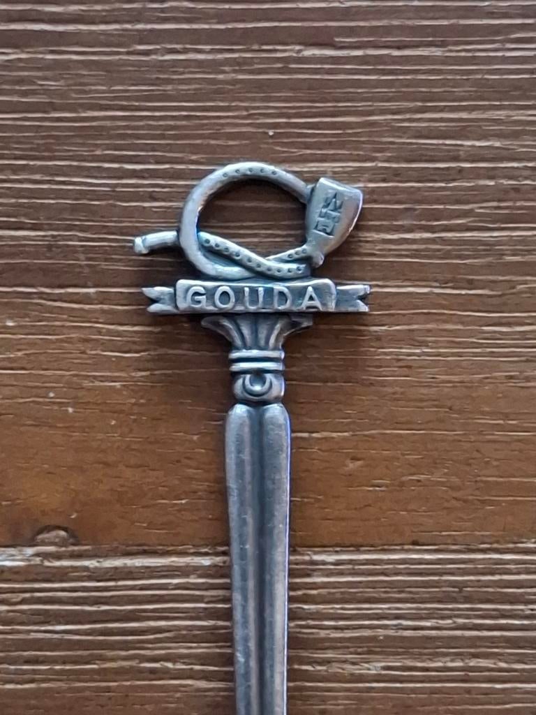 Oud Keltum verzilverd lepeltje Gouda Krulpijp, Ophalen of Verzenden