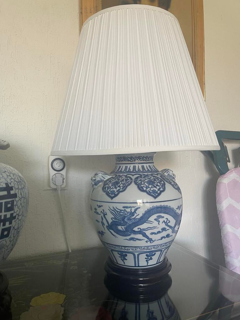 Prachtige Chinese tafellampen - Blauw-wit porselein, Huis en Inrichting, Lampen | Tafellampen, Ophalen of Verzenden, Zo goed als nieuw