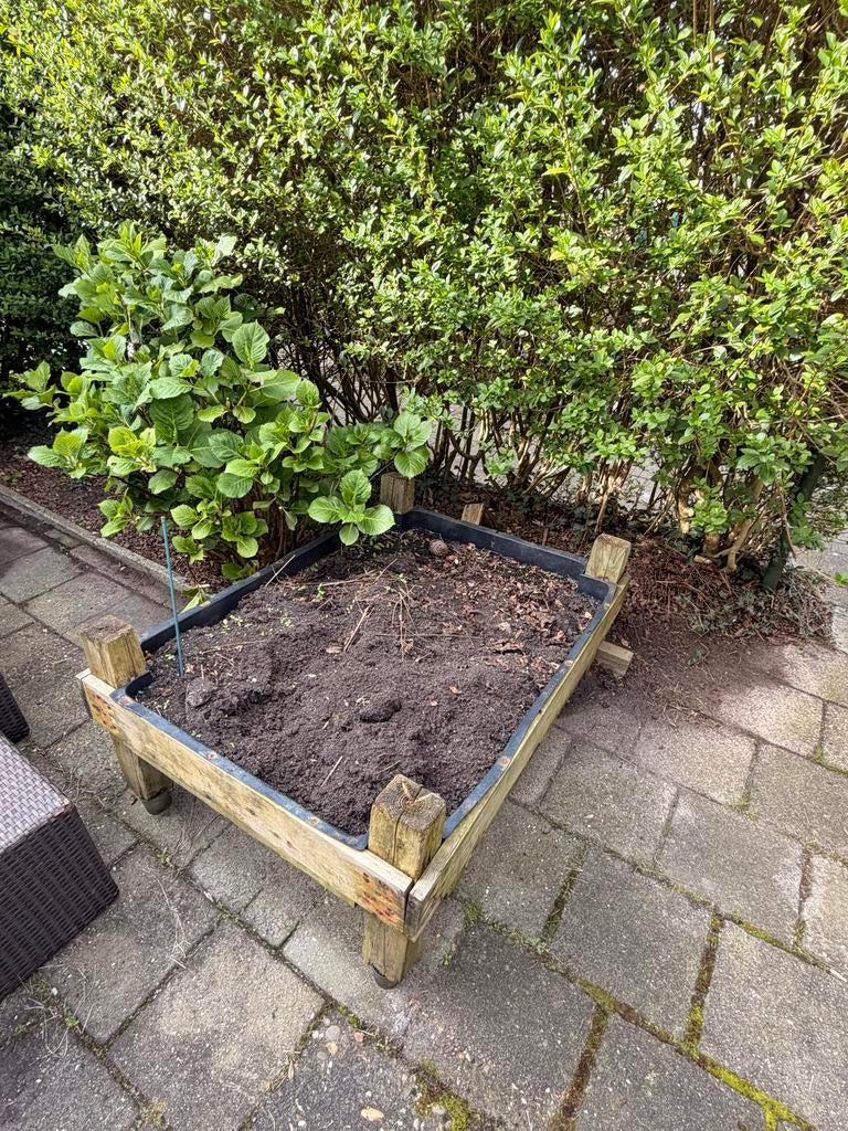 Houten moestuinierbak, Tuin en Terras, Bloembakken en Plantenbakken, Ophalen, Gebruikt, 100 cm of meer, Rechthoekig