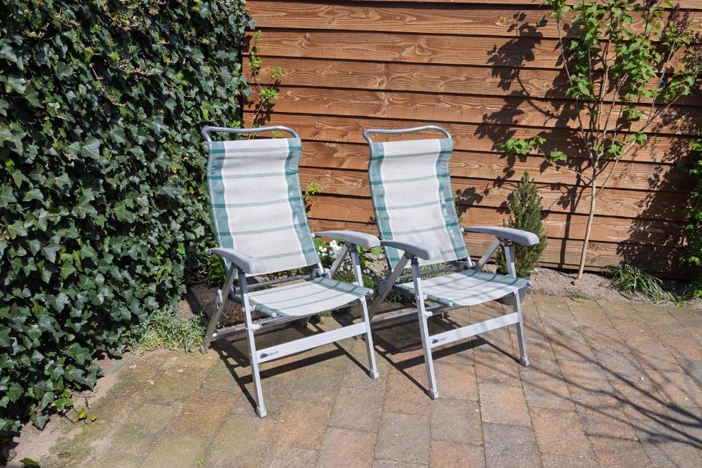 DUKDALF TUINSTOELEN / CAMPINGSTOELEN (2), Tuin en Terras, Tuinstoelen, Ophalen, Gebruikt, Aluminium, Inklapbaar