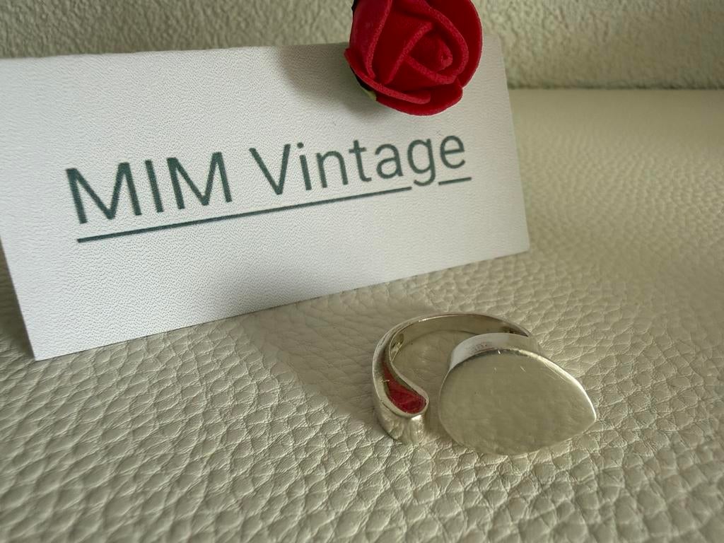 H159/Zilveren Degelijke Modernist Ring Scandinavië, Gebruikt, Verzenden, X, Dame