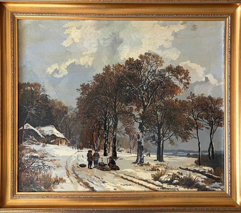 Olieverf op doek C.groenewegen, Antiek en Kunst, Ophalen of Verzenden