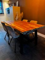 IKEA Skogsta Acacia eettafel (160x81cm) + 6 stoelen, Ophalen, Gebruikt, 200 cm of meer, 50 tot 100 cm