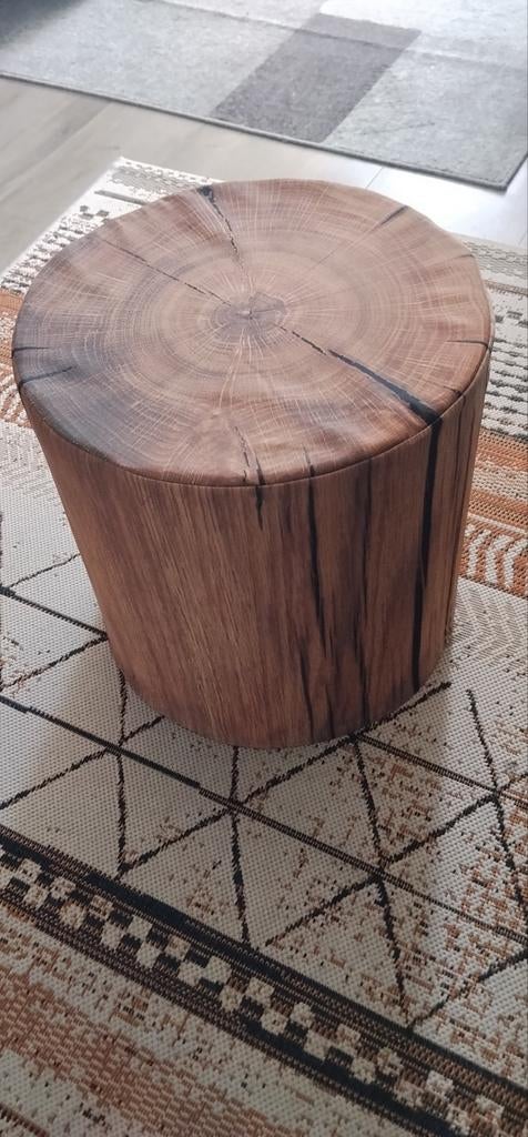 Poef, zitkussen, bijzettafel, decoratie "boomstam", 45 tot 60 cm, Overige materialen, Rond, Zo goed als nieuw