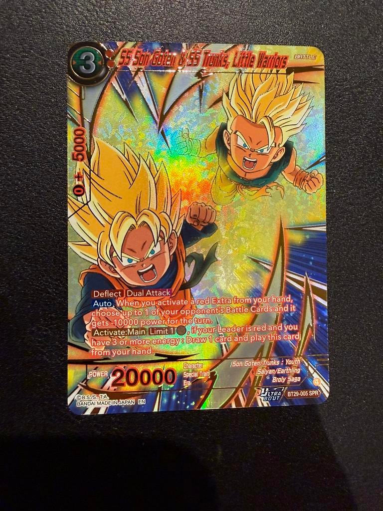 SS Son Goten & SS Trunks, Little Warriors #005 SPR BT29, Ophalen of Verzenden, Nieuw, Losse kaart, Foil