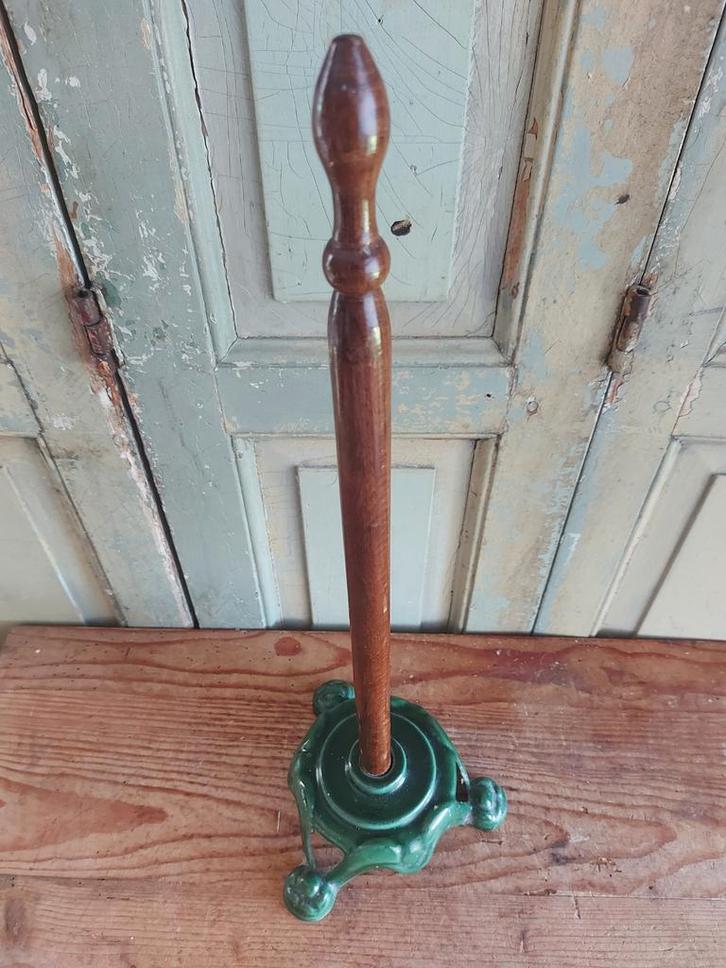 Antieke papierrolhouder,gietijzer groen geëmailleerde voet, Antiek en Kunst, Antiek | Overige Antiek, Ophalen of Verzenden