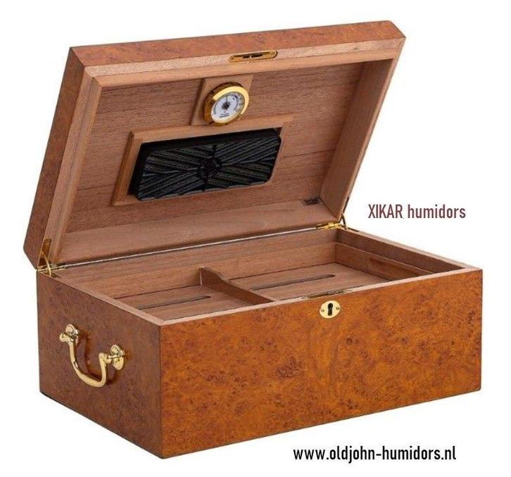 XIKAR MERK HUMIDOR "TUSCANY" LIGHT BURL 120 SIGAREN      h63, Verzamelen, Rookartikelen, Aanstekers en Luciferdoosjes, Nieuw, Tabaksdoos of Verpakking