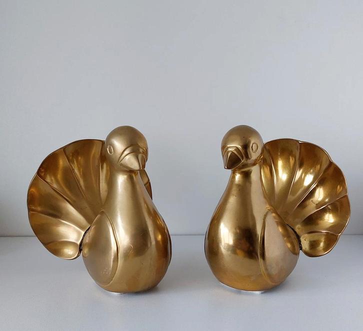 Vintage messing duiven, Antiek en Kunst, Antiek | Koper en Brons, Ophalen of Verzenden