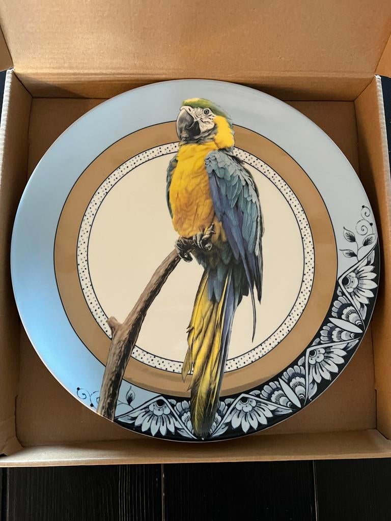 Decoratief bord Heinen Delfts Blauw Mandala Papegaai 31,5cm, Ophalen