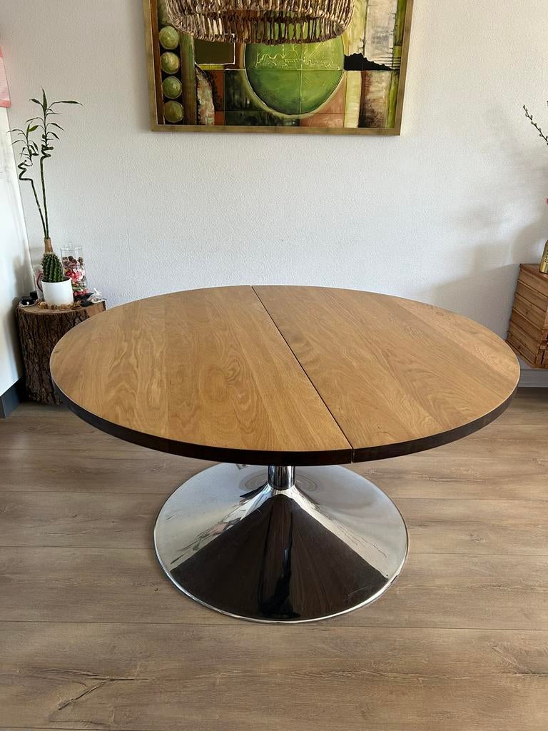 Ronde eetkamertafel, Huis en Inrichting, 100 tot 150 cm, Ophalen of Verzenden, Vijf personen of meer, Eikenhout