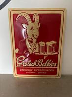 Vintage Grolsch Bokbier Emaille Reclamebord, Ophalen of Verzenden
