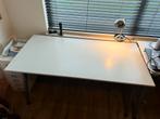 IKEA Galant bureau 160x80, wit blad, grijze poten, Ophalen, In hoogte verstelbaar, Gebruikt, Bureau