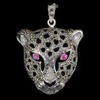 Massief zilveren "TIJGER" hanger met Robijn, 16,43 gram, Verzenden, Nieuw, Met edelsteen, Zilver