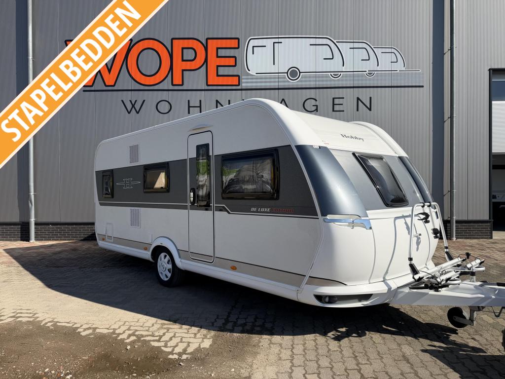 Hobby De Luxe Edition 545 KMF MOVER TENT FIETSENDRAGER, Caravans en Kamperen, Caravans, Rondzit, Bedrijf, Schokbreker, Tot en met 6