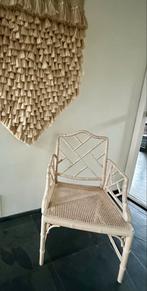 Off White Bamboe Chippendale Stoel met Armleuningen, Huis en Inrichting, Stoelen, Ophalen, Gebruikt, Wit, Jonathan Adler Faux Bamboo Chippendale