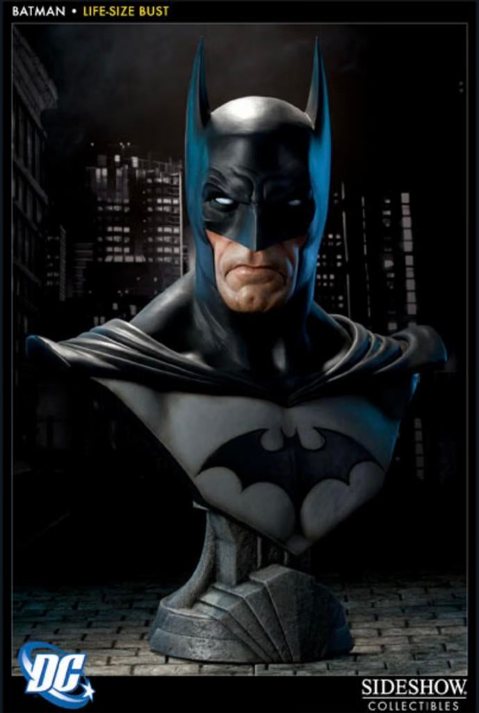 Batman black grey life size bust 1:1 sideshow hot toys, Ophalen, Zo goed als nieuw, Beeldje, Replica of Model