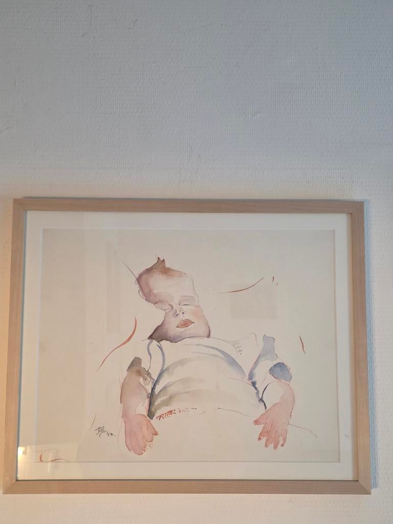 Jan Sluiter jr. aquarel, Antiek en Kunst, Kunst | Tekeningen en Foto's, Ophalen of Verzenden