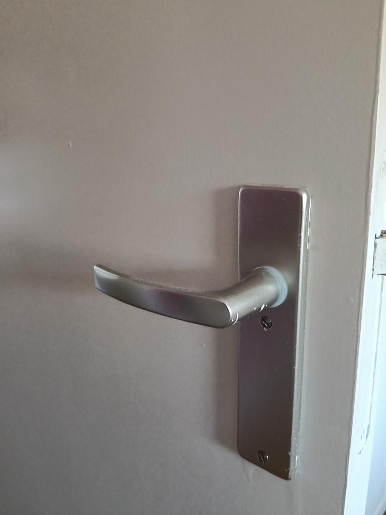 6 paar deurklinken met schild, Ophalen of Verzenden, Gebruikt, Binnendeur, 200 tot 215 cm