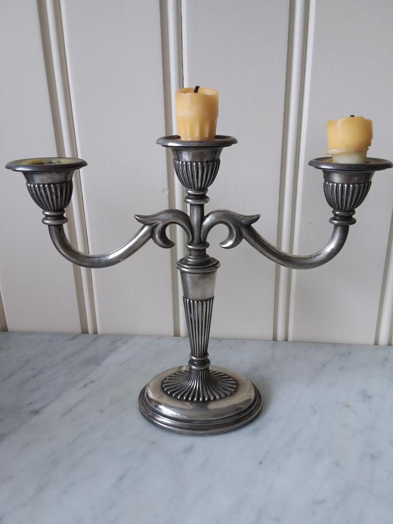 2 kandelaars verzilverd, Ophalen of Verzenden, Minder dan 25 cm