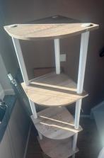 Hoek kast / hoekrek 5 lagen – hout & wit – modern, Ophalen, Gebruikt