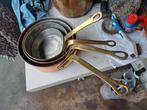 koperen steelpannen set met messing handvat, Ophalen of Verzenden, Gebruikt, Overige materialen, Pannenset