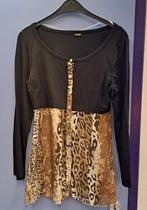 Tuzzi top longsleeve zwart + luipaard viscose/zijde 38 48232