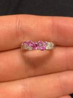 Prachtige saffier met diamanten gemixt ring!, Nieuw, Ophalen of Verzenden, Kleiner dan 17, Met edelsteen