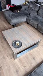 Massief grey wash eiken tafels met RVS frame, Ophalen, Gebruikt, 50 tot 100 cm, 150 tot 200 cm