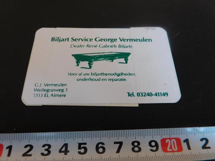 sticker Almere  Biljart Service George Vermeulen R. Gabriëls, Hobby en Vrije tijd, Stickers en Plaatjes, Zo goed als nieuw, Sticker