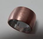 ring heren - brons op zilver - 18mm - 13mm breed - glad, Sieraden, Tassen en Uiterlijk, Ringen, Nieuw, Ophalen of Verzenden, Dame of Heer