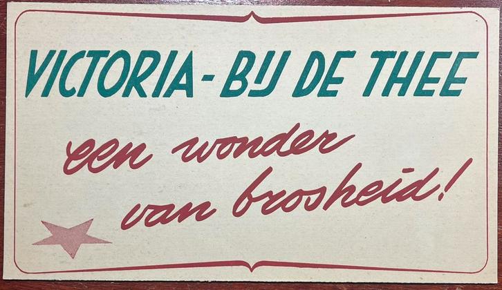 6 reclamekaarten jr. ‘50 Victoria biscuit koekjes Dordrecht, Verzamelen, Merken en Reclamevoorwerpen, Overige typen, Ophalen of Verzenden