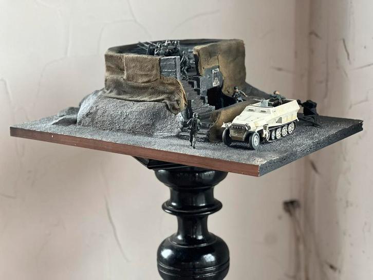 Diorama Duitse bunker, Wo2 1/35 20mm geschut, Hobby en Vrije tijd, Modelbouw | Figuren en Diorama's, Zo goed als nieuw, 1:35 tot 1:50