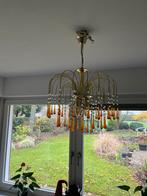 Vintage kroonluchter goud – Murano stijl – amber teardrops, Huis en Inrichting, Lampen | Kroonluchters, Ophalen, Gebruikt