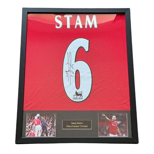 Jaap Stam gesigneerd Manchester United thuisshirt 2000-2002, Verzamelen, Sportartikelen en Voetbal, Zo goed als nieuw, Shirt, Ajax